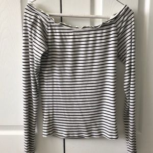 striped longsleeve off the shoulder top